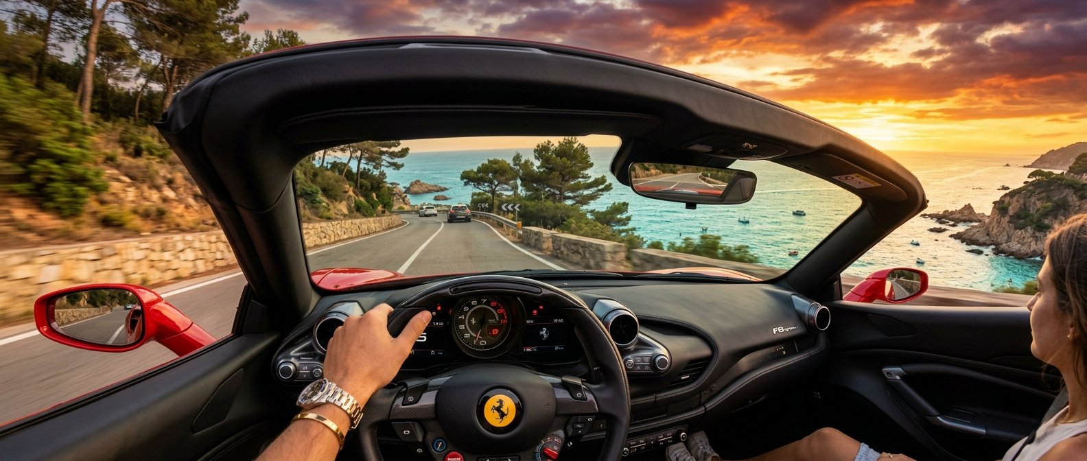 Driving a Ferrari on the Costa Brava